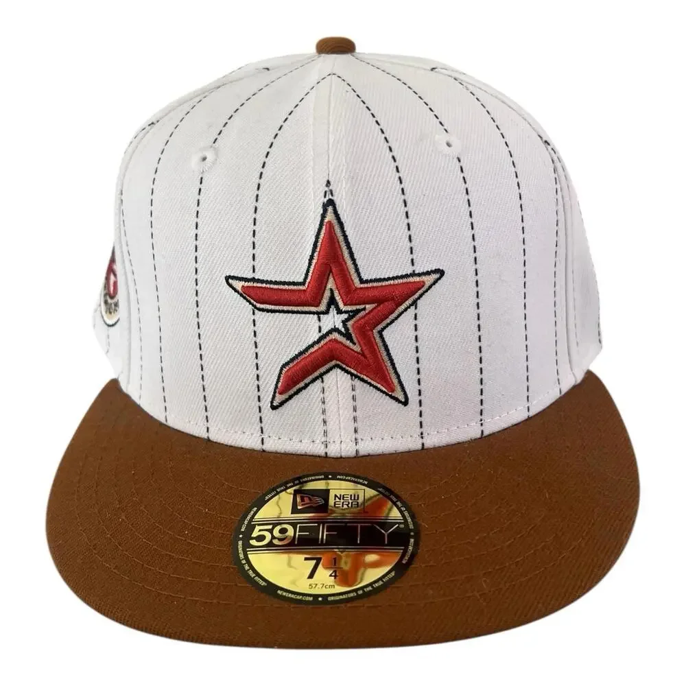 Houston Astros Pin Strip Fitted Hat Cap 7 1/4 (45 Years Patch) New Era NWOT